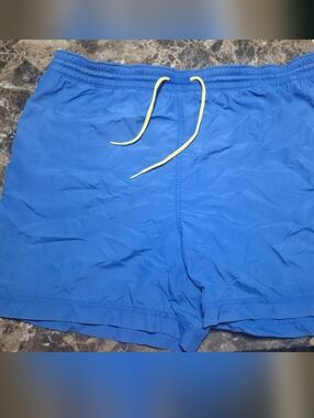 Men's Polo Ralph Lauren Blue Swim Trunks with Yellow Drawstring Size XXL